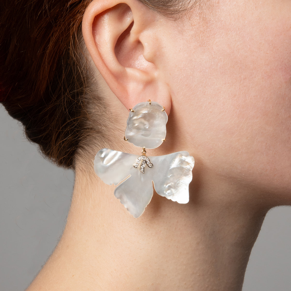 Antonia Oversize Flexible Iris Earrings | Mother of Pearl