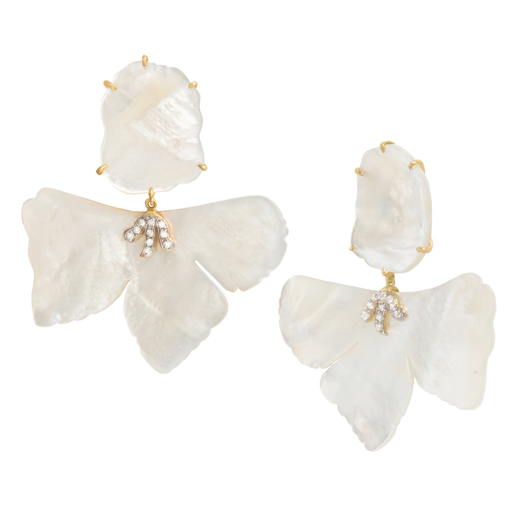 Antonia Oversize Flexible Iris Earrings | Mother of Pearl