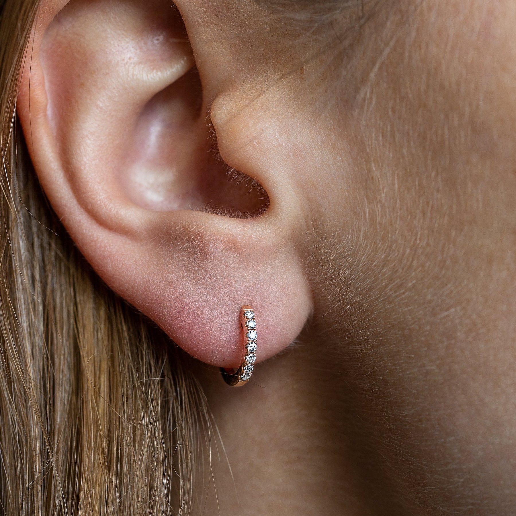 Hoop earrings small diamond Clearance