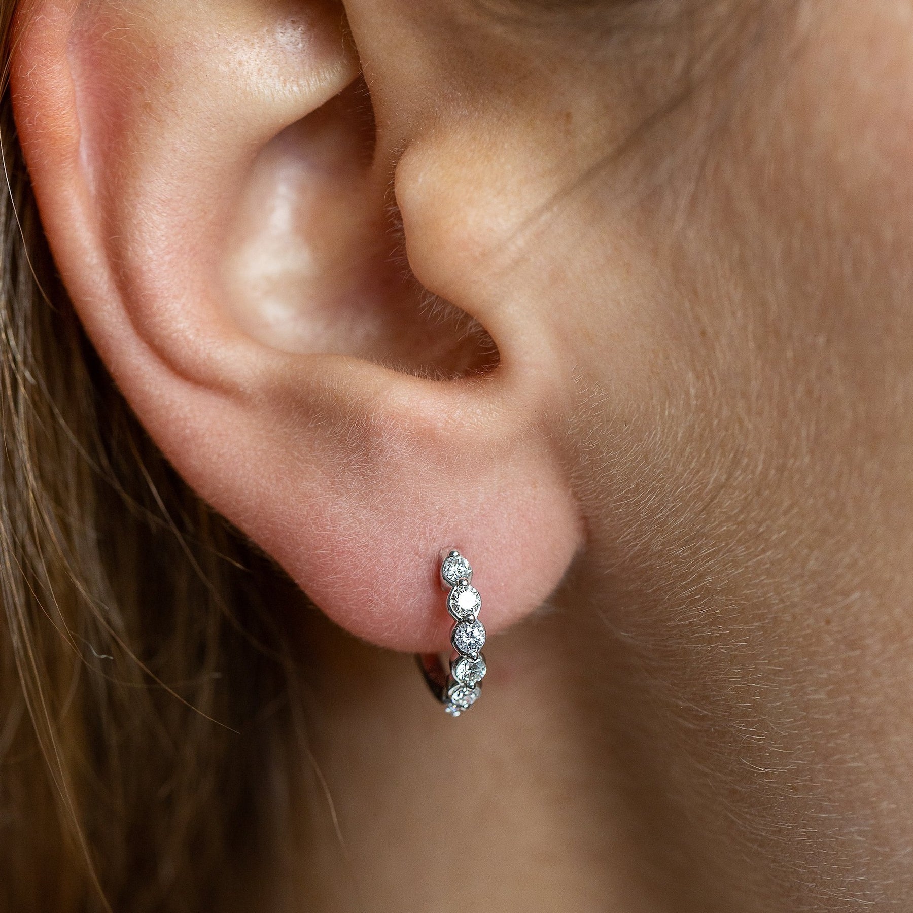 Diamond hoop earrings medium Clearance